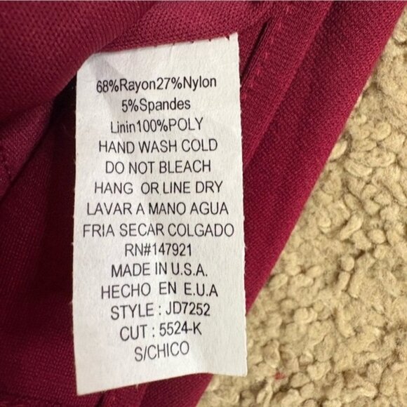 Just Me Burgundy Bell Sleeve Sheath Dress - Size Small - NTW - Picture 6 of 9